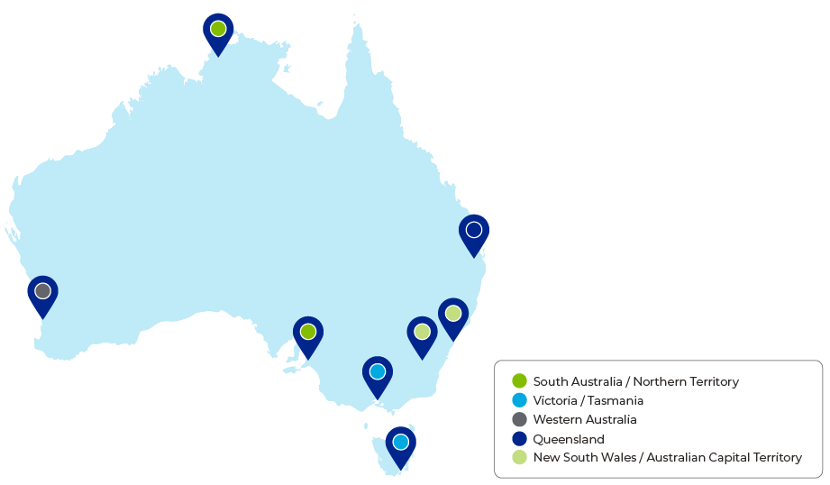 a map outlining where the youth leaders at canteen are from