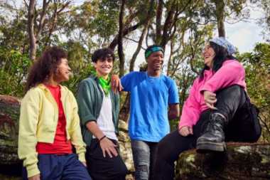 image of young people outside in the bush wearing canteen bandannas