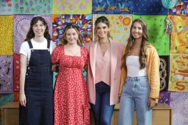 Delta goodrem with 3 canteen youth ambassadors