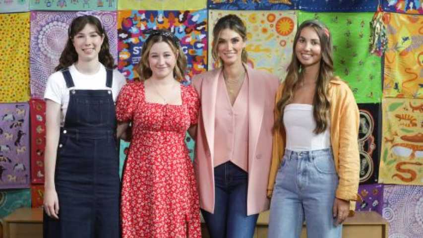 Delta goodrem with 3 canteen youth ambassadors